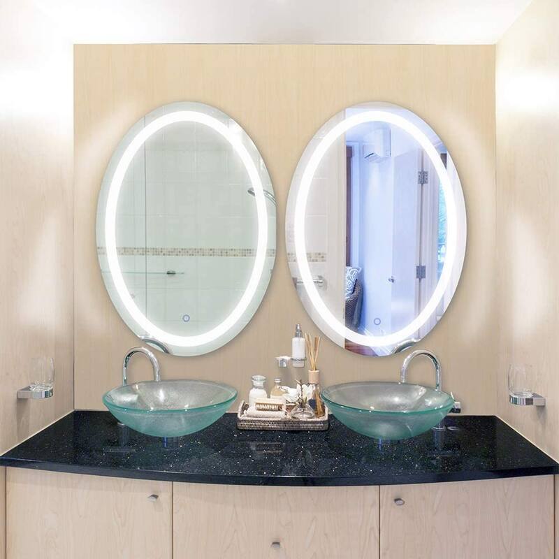 Edison Oval LED Tri-Color Mirror with Touch On/OFF Dimmer & Anti-Fog Function - Clear - 30x42