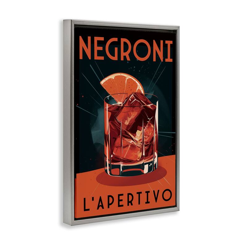 Stupell Vintage Midcentury Negroni Drink Framed Floater Canvas Wall Art Design By Andreas Magnusson