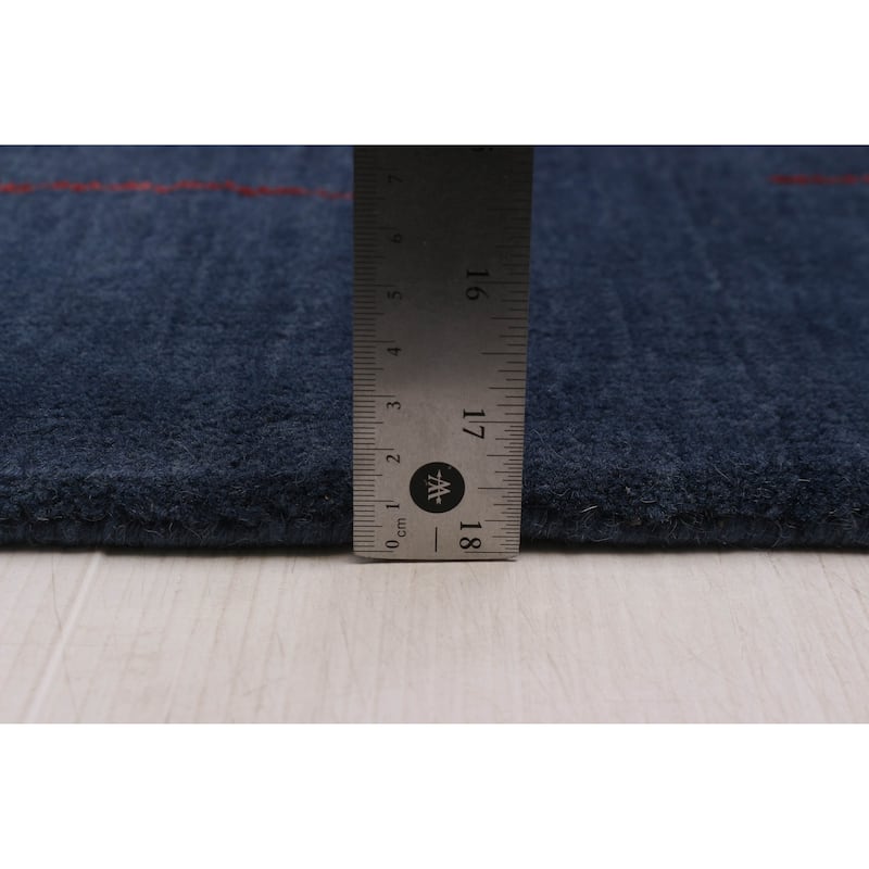 ECARPETGALLERY Hand Loomed Kashkuli Gabbeh Navy Viscose, Wool Rug - 5'8 x 7'10
