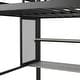 preview thumbnail 16 of 28, Metal Loft Bed with Bulit-in Wardrobe and Storage Shelves, Full Size Heavy Duty Loft Bedframe with Bulit-in Desk and Guardrail