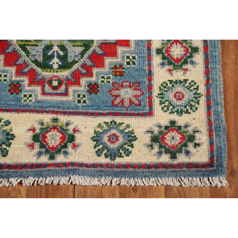 Blue Kazak Oriental Foyer Rug Handmade Wool Carpet - 2'0" x 3'0"