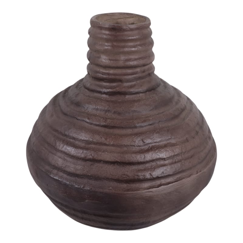 Pottery Paper Vase Mache Textured Organic Shape (Set of 2) - 19" Brown