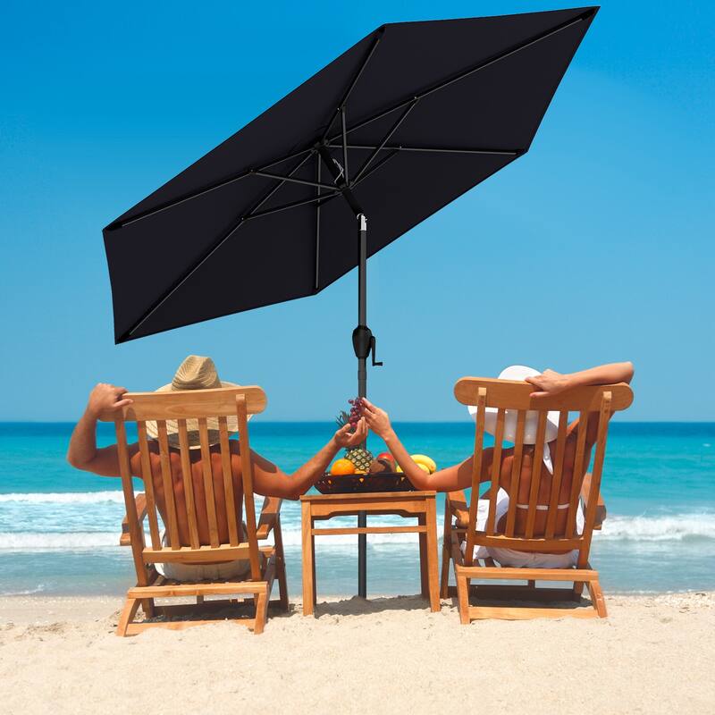 Gymax 7.5 ft Patio Umbrella Outdoor Heavy Duty Market Umbrella w/ Push