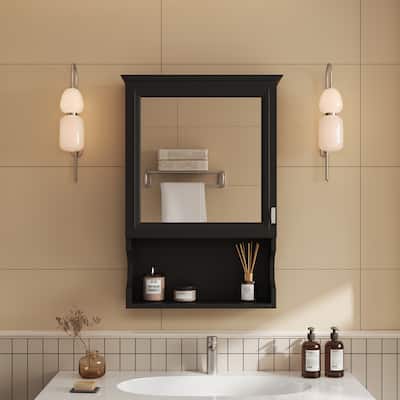 20"Wall Mounted Bathroom Storage Cabinet with Mirror, Wall Mounted Home Storage with Door, Mirrored Wall Medicine Cabinet