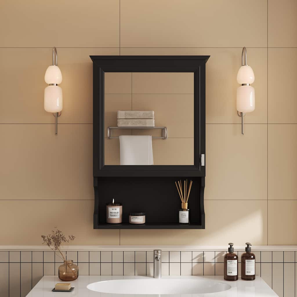 20"Wall Mounted Bathroom Storage Cabinet with Mirror, Wall Mounted Home Storage with Door, Mirrored Wall Medicine Cabinet