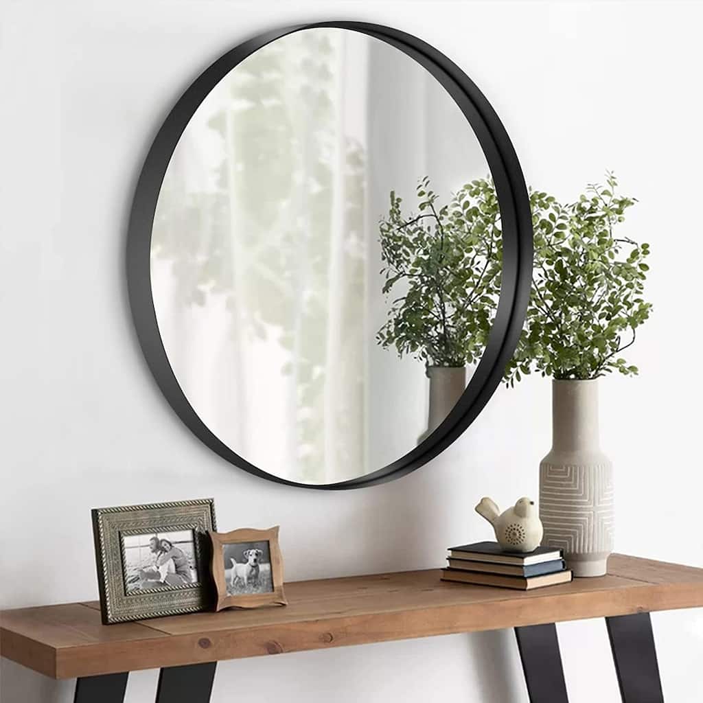 Round Black Frame Bathroom Vanity Mirror