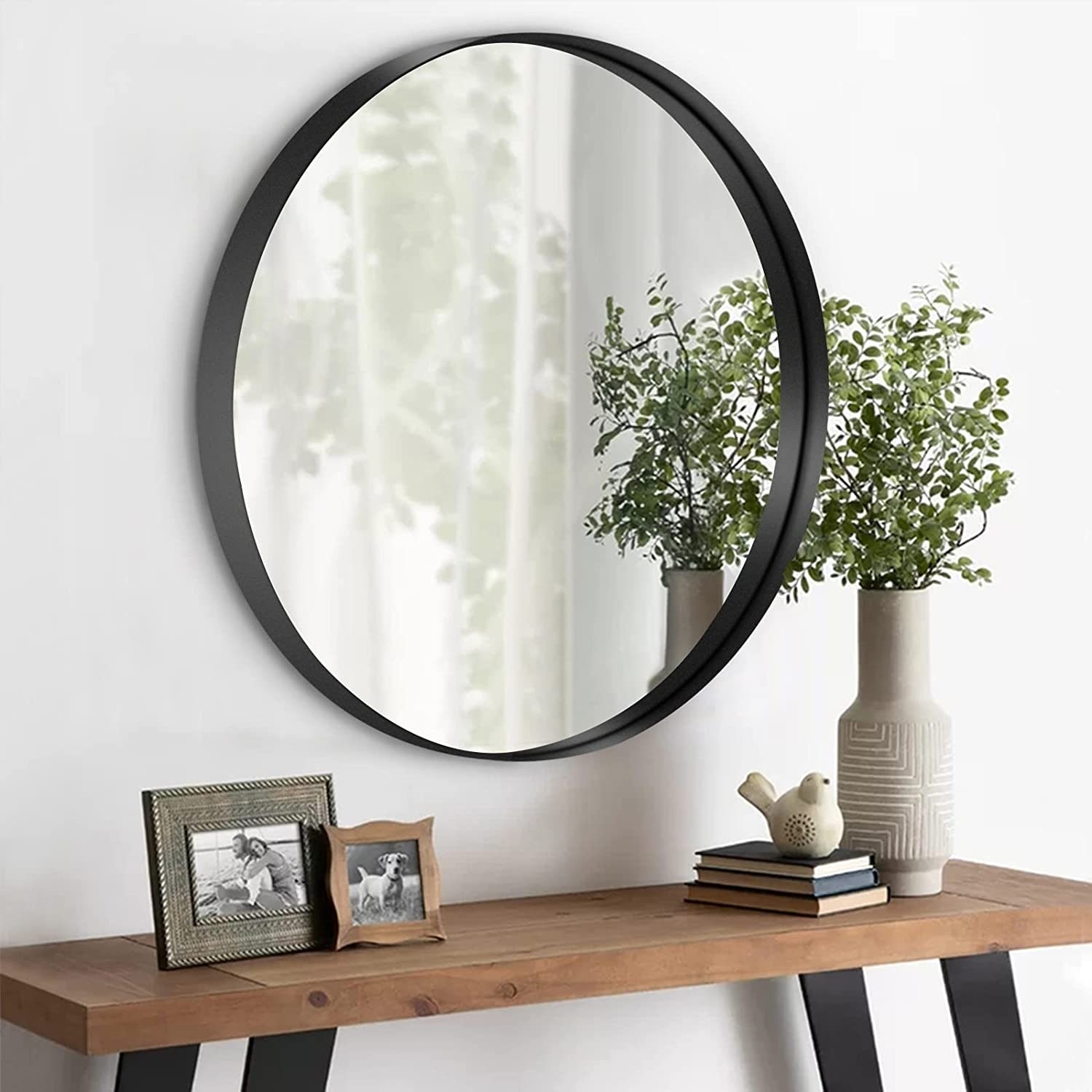 Round Black Frame Bathroom Vanity Mirror