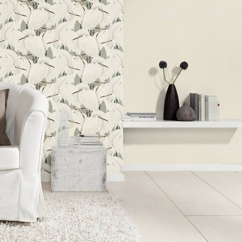 Advantage Hoshi White Woven Wallpaper - 20.9in x 396in x 0.025in - 20.9in x 396in x 0.025in