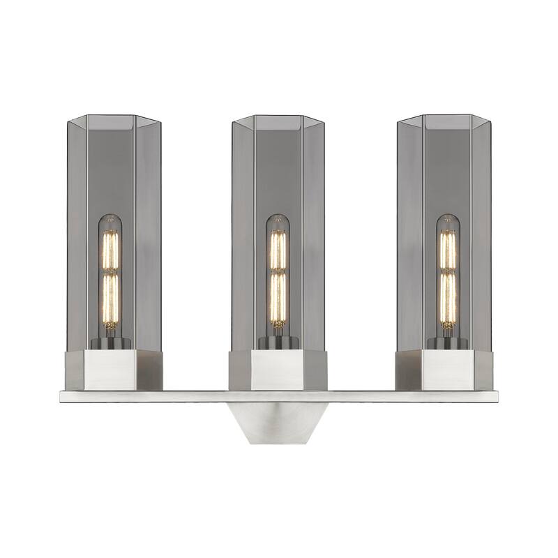 Innovations Lighting Claverack - 3 Light 14" Wall-Mounted Bath Vanity Light - Plated Smoke Glass/Satin Nickel