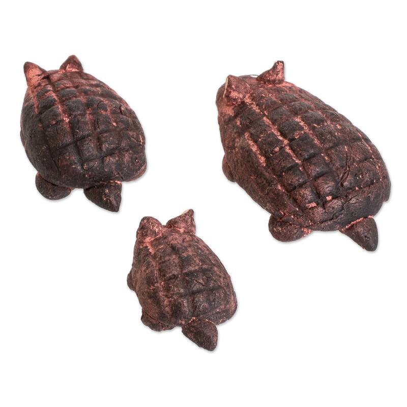 Novica Handmade Armadillo Family Ceramic Figurines (Set Of 3)