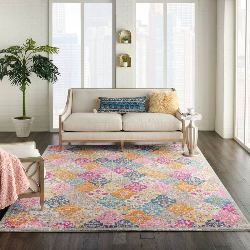 Nourison Passion Moroccan Medallion Area Rug - 6'7" x 9'6" - Grey/Multi - Rectangle