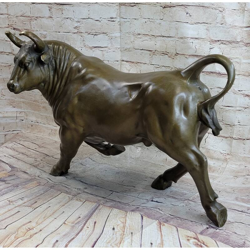 Trotting Bull Bronze Figurine Statue Sculpture Figure 16 Inches X 22 Inches