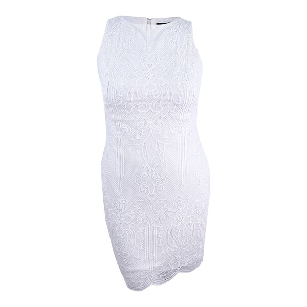 12P, Orange Poppy Lauren by Ralph Lauren Womens Lace Sleeveless Sheath Dress