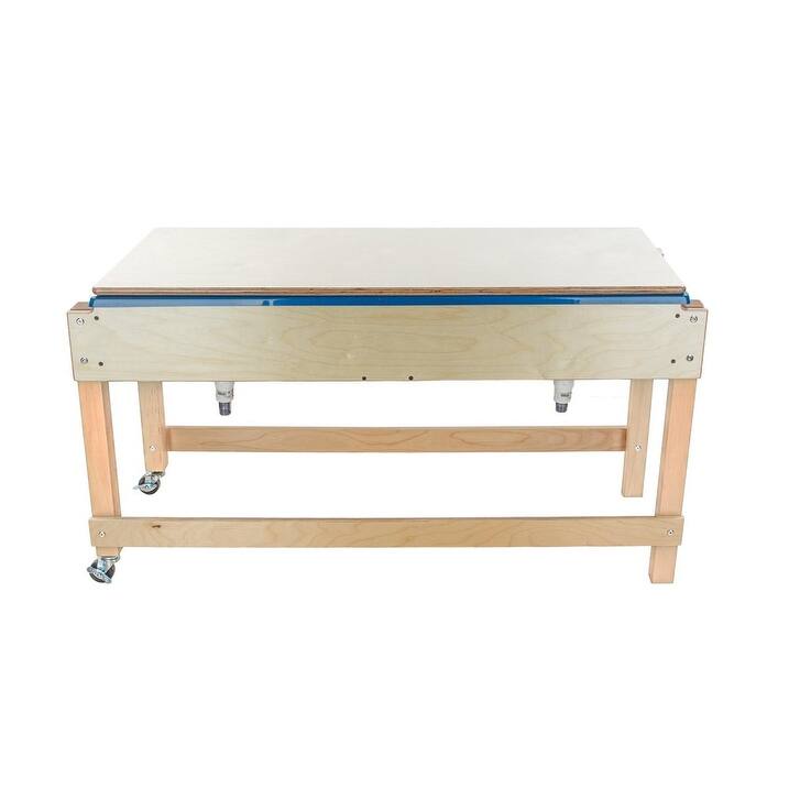 Kids Double Tub Sensory Table with Lid & Dual Drains - Birch Wood Indoor Play Activity Table