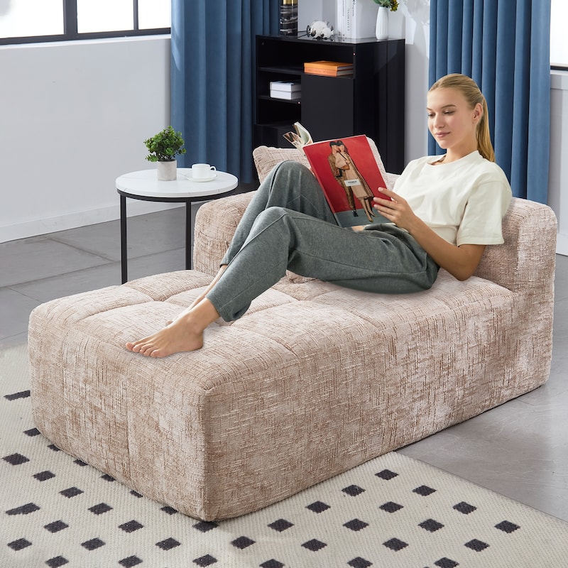 GDFStudio - Chenille Modular Chaise Lounge with Pillow