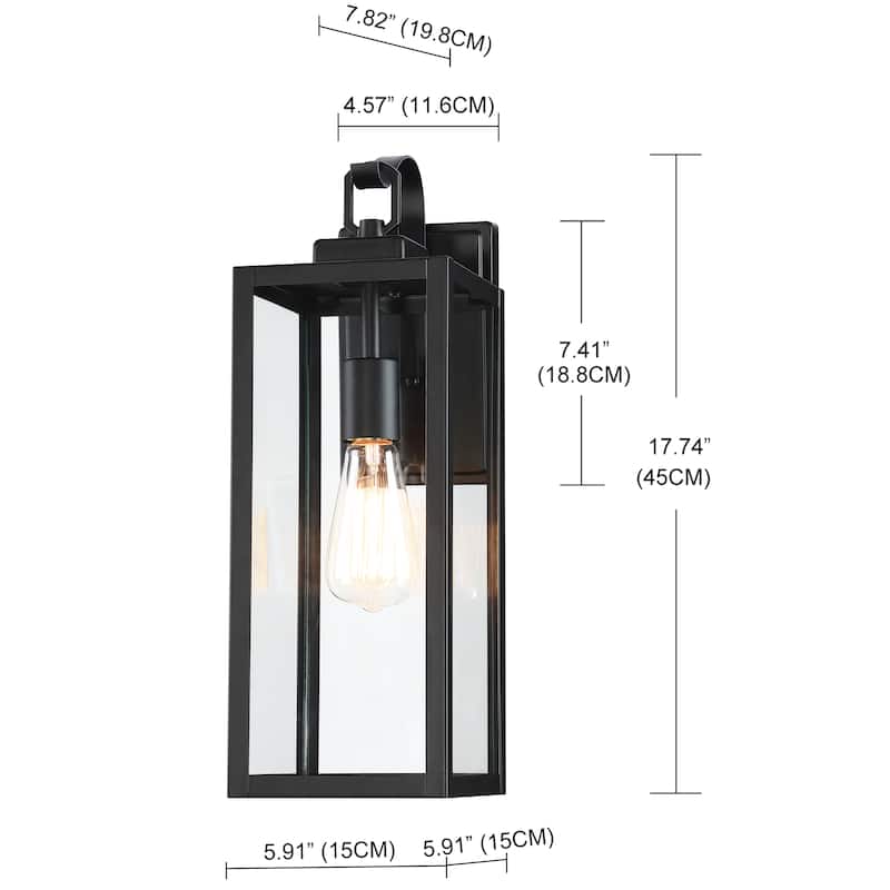 1-Light Outdoor Metal Matte Black Wall Sconce 2 Pack