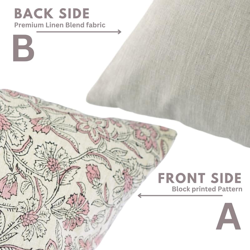 Fabdivine Soft Pink Pillowcase Floral Throw Home Decorative 12x20 Inch Cushion Cover for Living or Bedroom, Jarul