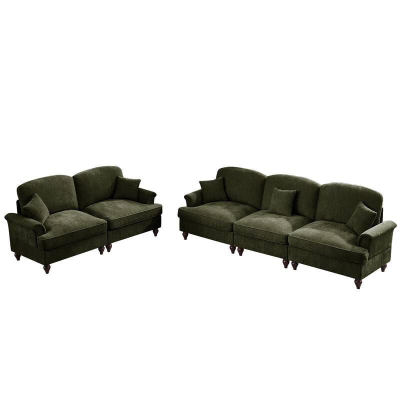 GDFStudio - Classic Chenille Modular Sofa Set with Flared Arms and Removable Ruffles Pleats Skirts