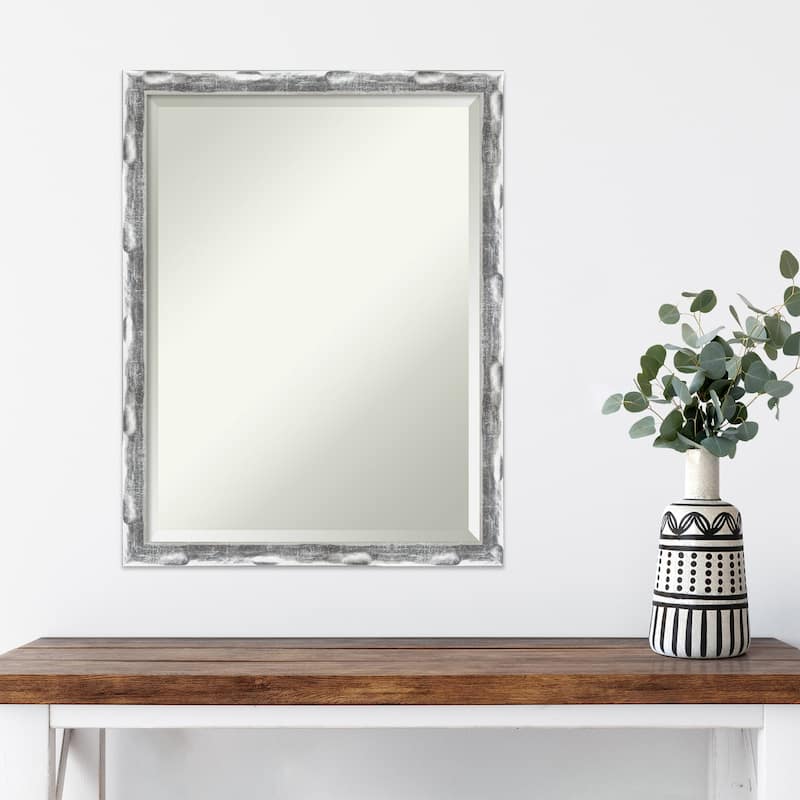 Beveled Wall Mirror - Scratched Wave Chrome Frame - Scratched Wave Chrome