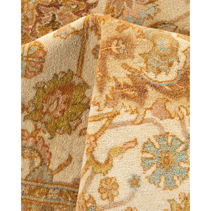 Overton Hand Knotted Wool Vintage Inspired Traditional Mogul Ivory Area Rug - 6' 1" x 9' 1"