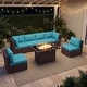 preview thumbnail 10 of 51, 7-Piece Outdoor Deep Seating Sectional Wicker Patio Conversation Set with Fire Pit