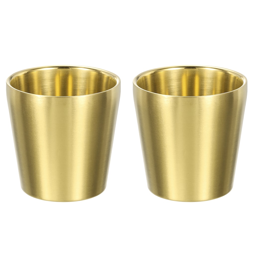 2 Pcs 304 Stainless Steel Cup, Double Wall Water Glasses Gold