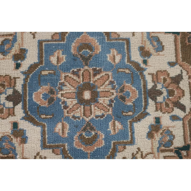 Traditional Kashan Persian Vintage Area Rug Hand-Knotted Wool Carpet - 7'7"x 11'0"