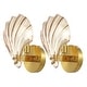 preview thumbnail 3 of 5, SAFAVIEH Lighting Sirena 5-inch Shell Wall Sconce with Bulbs (Set of 2) - 8 in. W x 5.5 in. D x 9.5 in. H