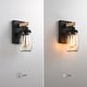preview thumbnail 5 of 11, 1-Light Black/Wood Tone Rustic Farmhouse Wall Sconce with Clear Mason Jar Glass Shade - 10"H x 4.7"W x 5.4"D