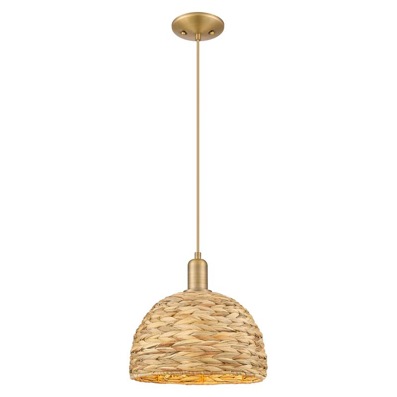 Innovations Lighting Endless Possibilities Arcadia - Woven Rattan - 1 Light 12" Cord Hung Mini Pendant