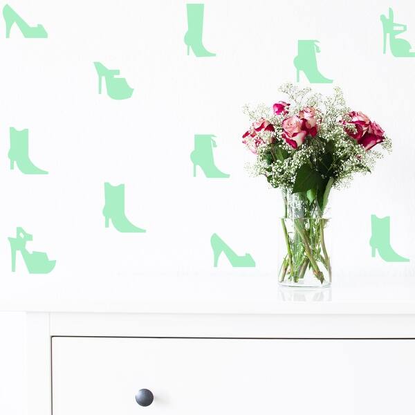 slide 2 of 2, Walplus Peel and Stick Glow In The Dark High-Heeled Shoes Wall Stickers Home Room Decor