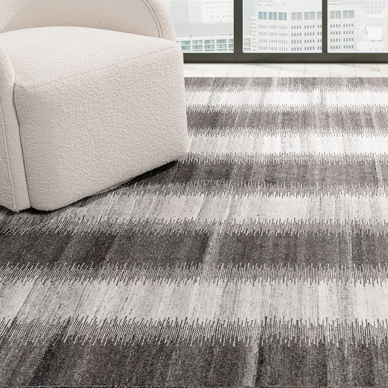 Ben Soleimani Kata Flatweave Wool Rug - 6' x 9' - Silver/Graphite