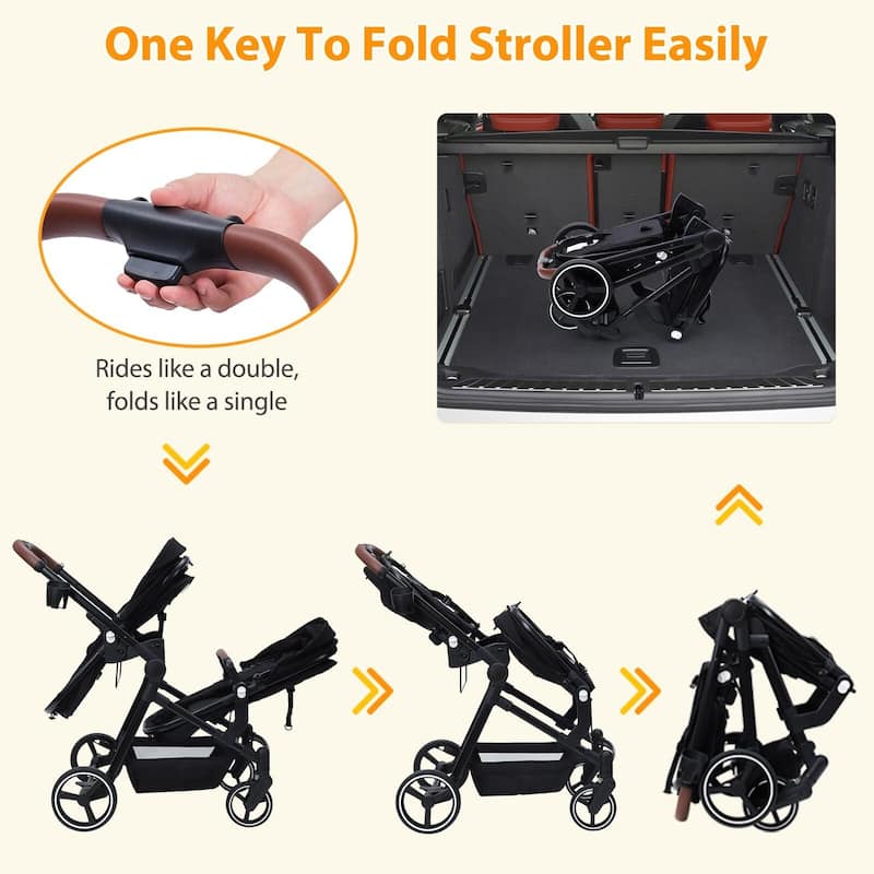 Double Stroller Track Tandem Stroller for Infant and Toddler