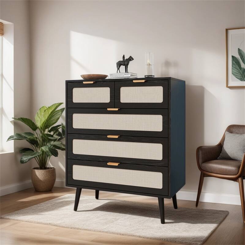 5 Drawer Cabinet, Accent Storage Cabinet, Suitable for Living Room, Bedroom, Dining Room, Study