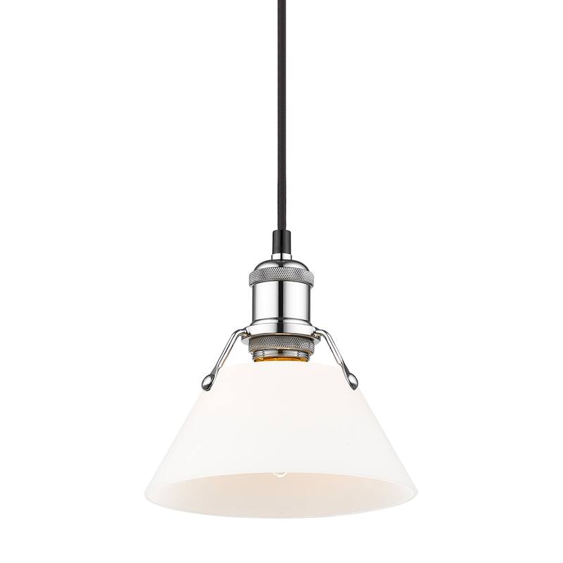 Yep by Golden Lighting Orwell 1-light 8in Pendant in Chrome and Opal Glass - Silver