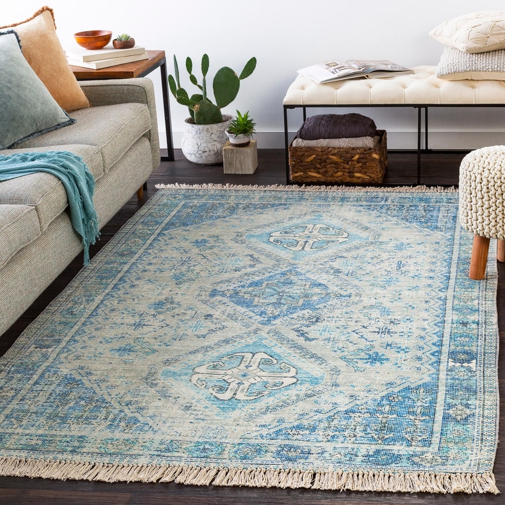 Livabliss Hermione Handmade Triple Medallion Cotton Area Rug