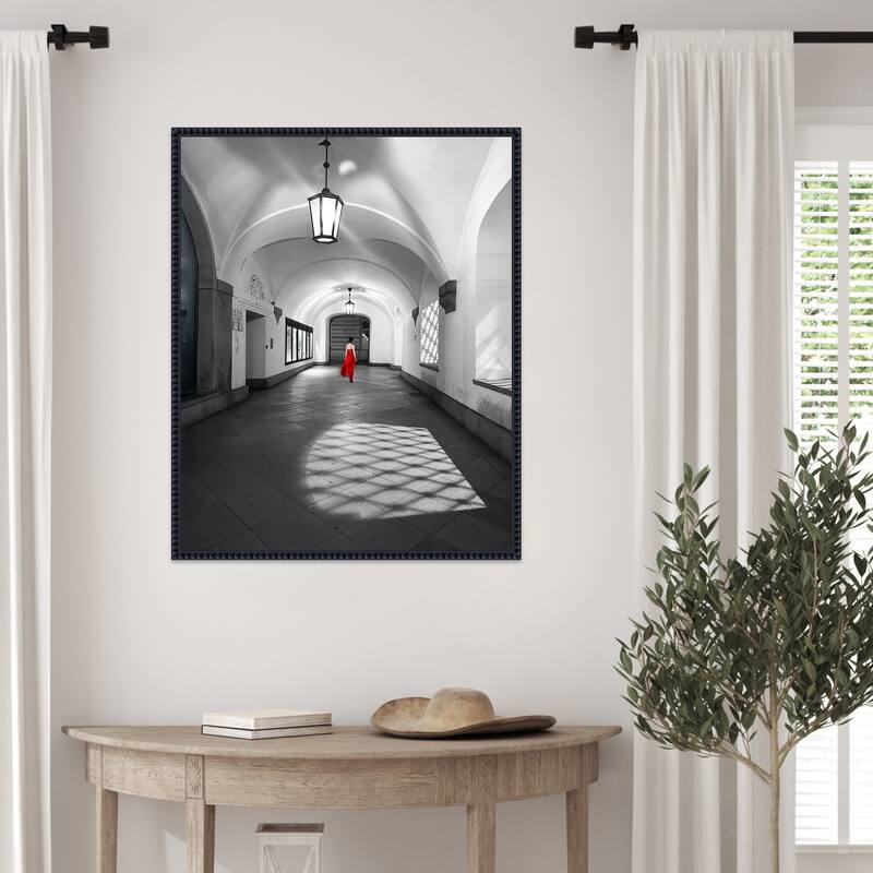 Shadows and a Red Dress by Patty Rong Zhang Framed Canvas Wall Art Print