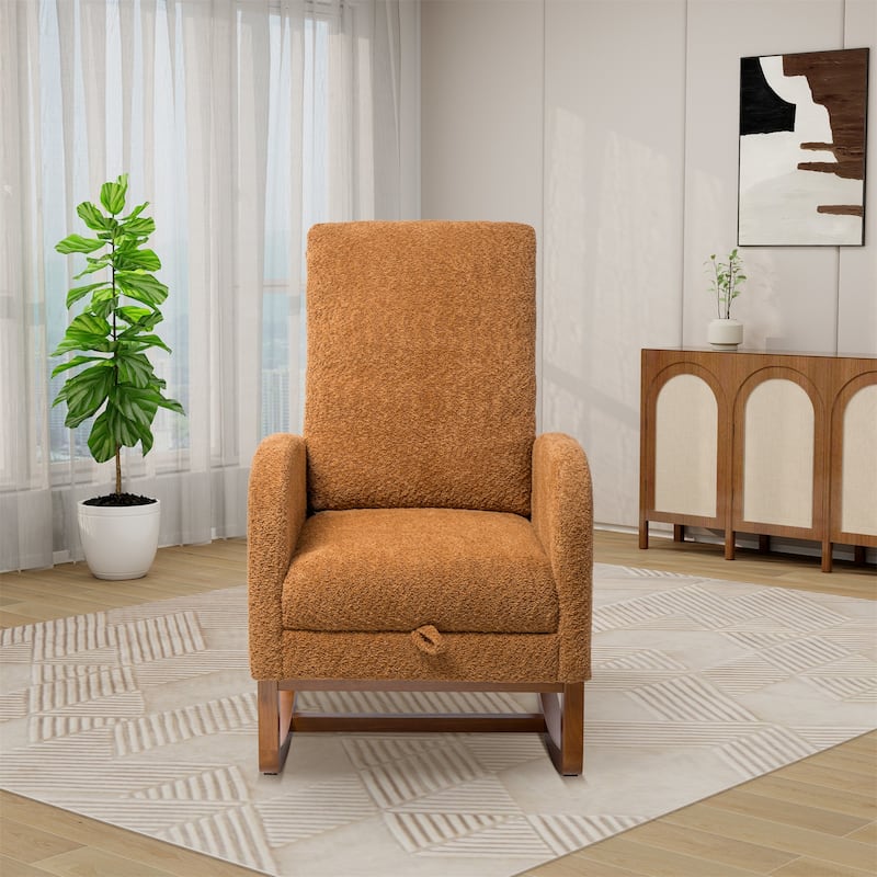 25.4"W High Back Rocking Chair for Nursery with Retractable Footrest