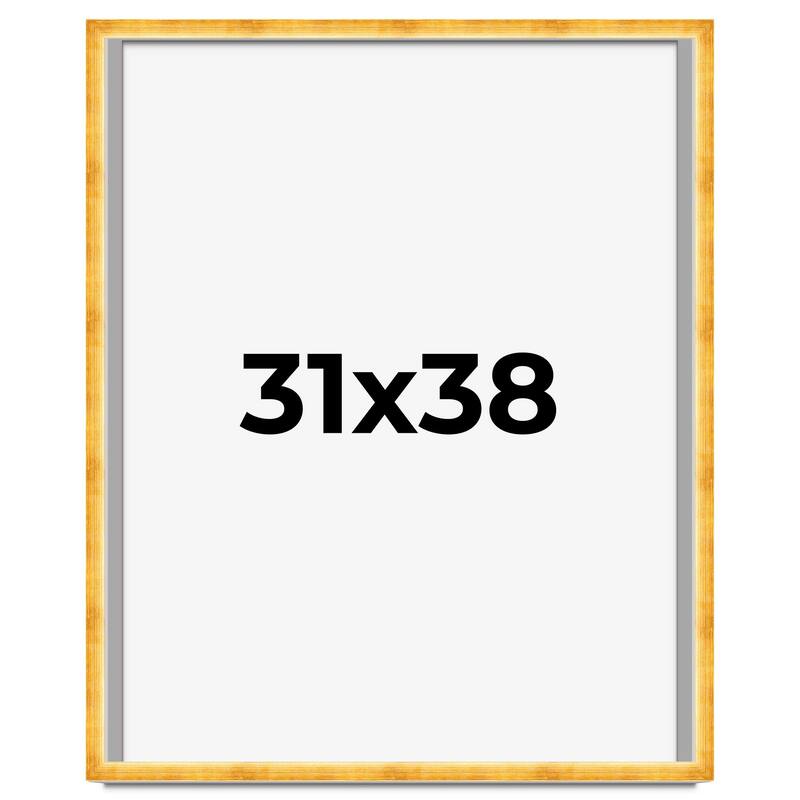 31x38 Shadow Box Frame Gold | 1.625 Inches Deep Real Wood Traditional