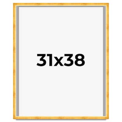 31x38 Shadow Box Frame Gold | 1.625 Inches Deep Real Wood Traditional