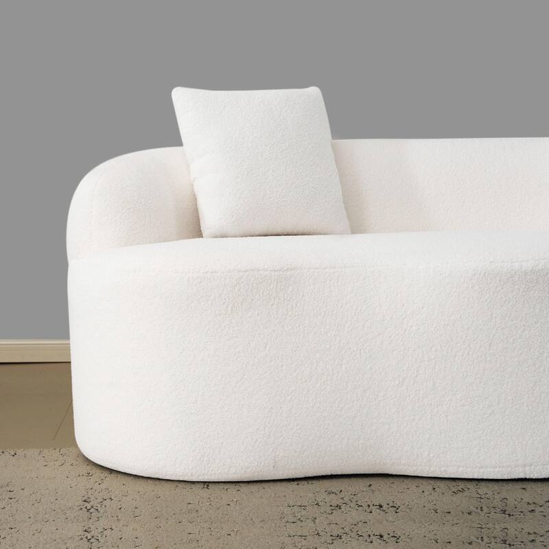 Curved Loveseat Sofa with Round Armrests - Compression Couch with 2 Pillows