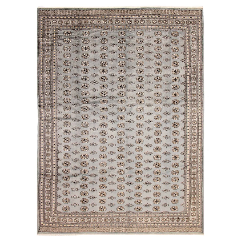 Finest Peshawar Bokhara Denim Blue Rug 9'10" x 13'6" - 9'10 x 13'6