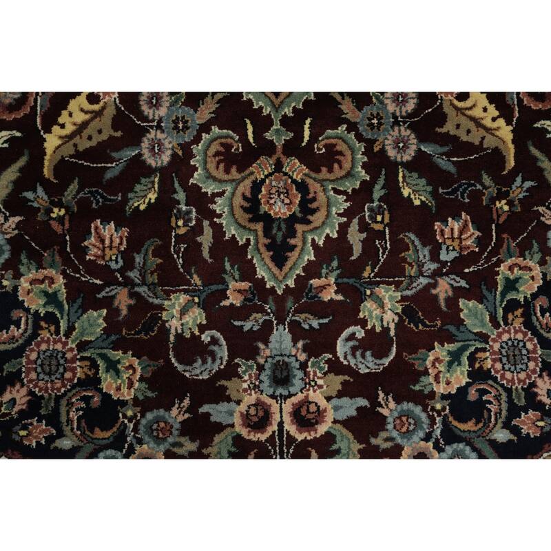 Hand Knotted Oriental 100% Wool Carpet Traditional Floral Red Kashan Area Rug - 9' 3'' X 5' 10''