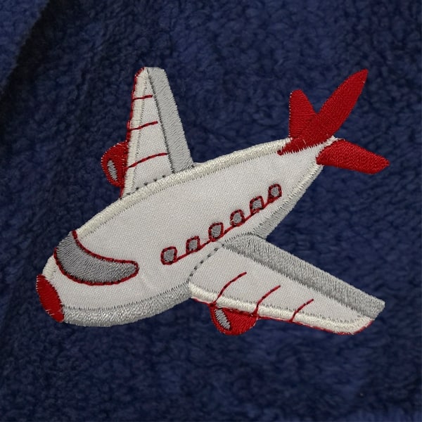 dimension image slide 1 of 2, Sweet Kids 100% Polyester SUPER PLUSH Double Brushed Hooded Bathrobe - JET PLANE