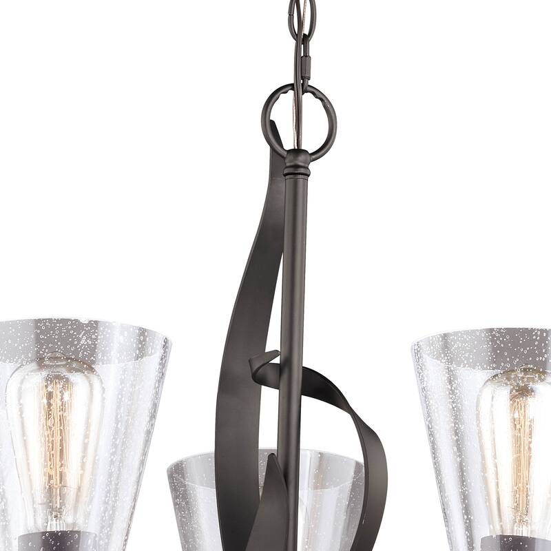 Cinta 5 Light Bronze Chandelier Clear Glass - 24.5-in W x 21-in H x 24.5-in D
