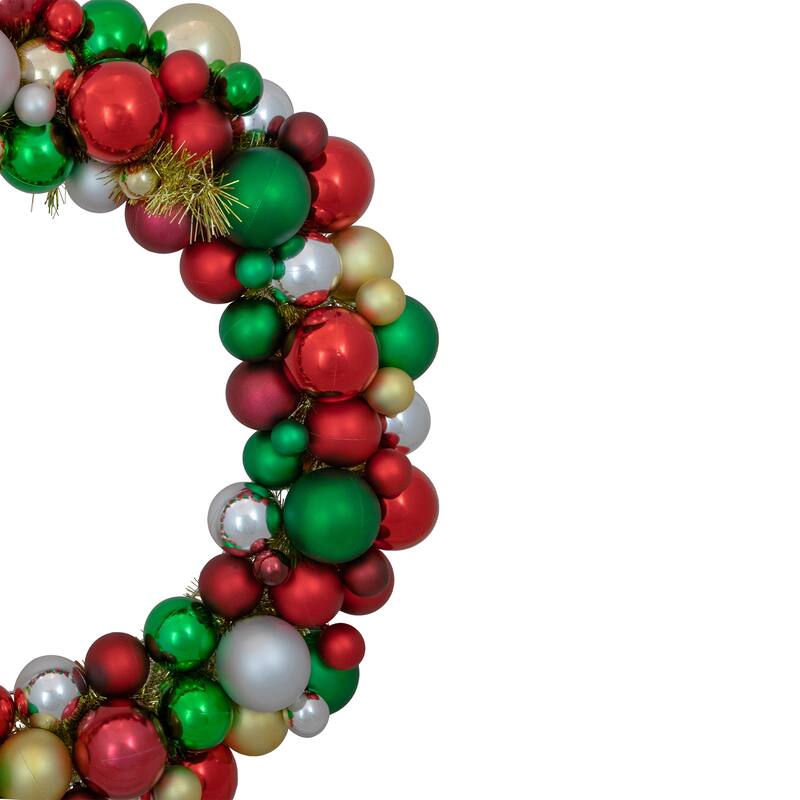 Traditional Colors 2-Finish Shatterproof Ball Christmas Wreath
