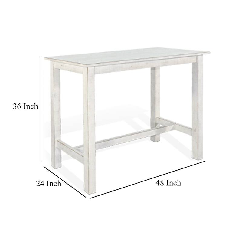 Rena Counter Table, 48 Inch Rectangular White Sand Mahogany Wood