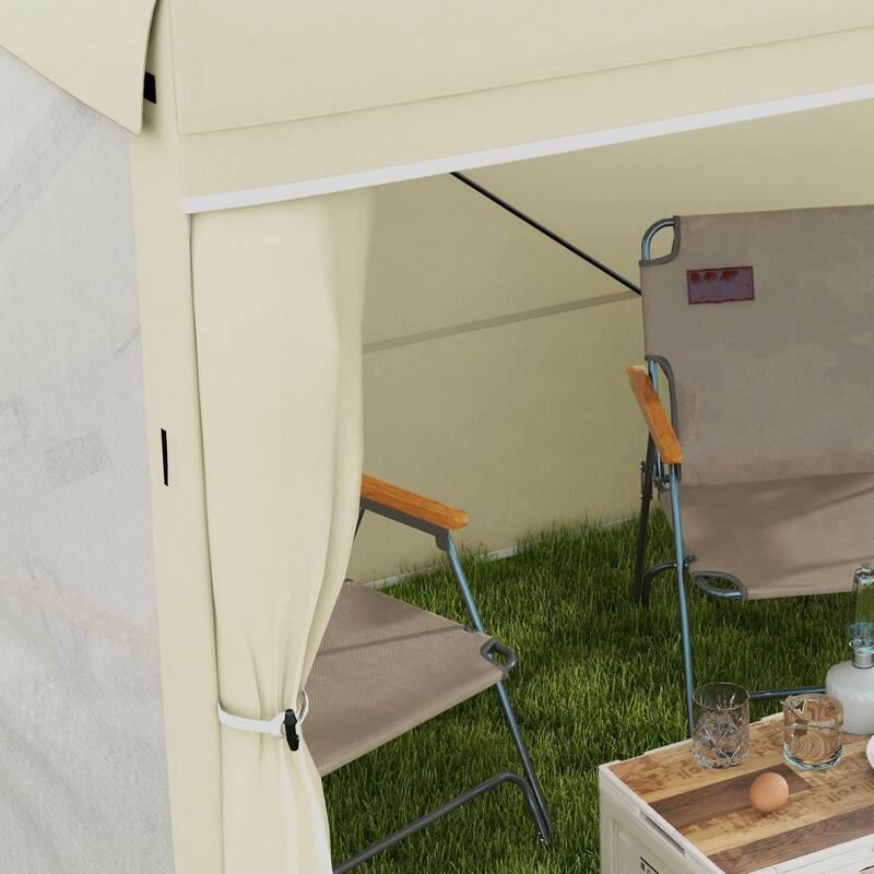 Outsunny 7' x 8' Pop Up Canopy Tent, UV-Resistant Camping Tent Event Shelter with Curtains, Nettings and Carrying Bag