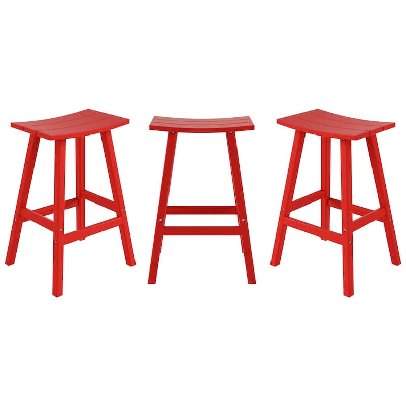 Laguna Hdpe All Weather Outdoor Patio 29" Saddle Seat Bar Stool (Set Of 3)
