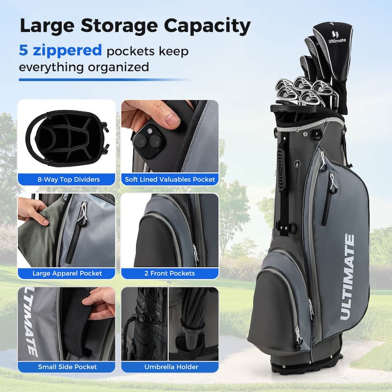 Costway Men's Complete Golf Clubs Package Set 10 Pieces Includes Alloy - See Details
